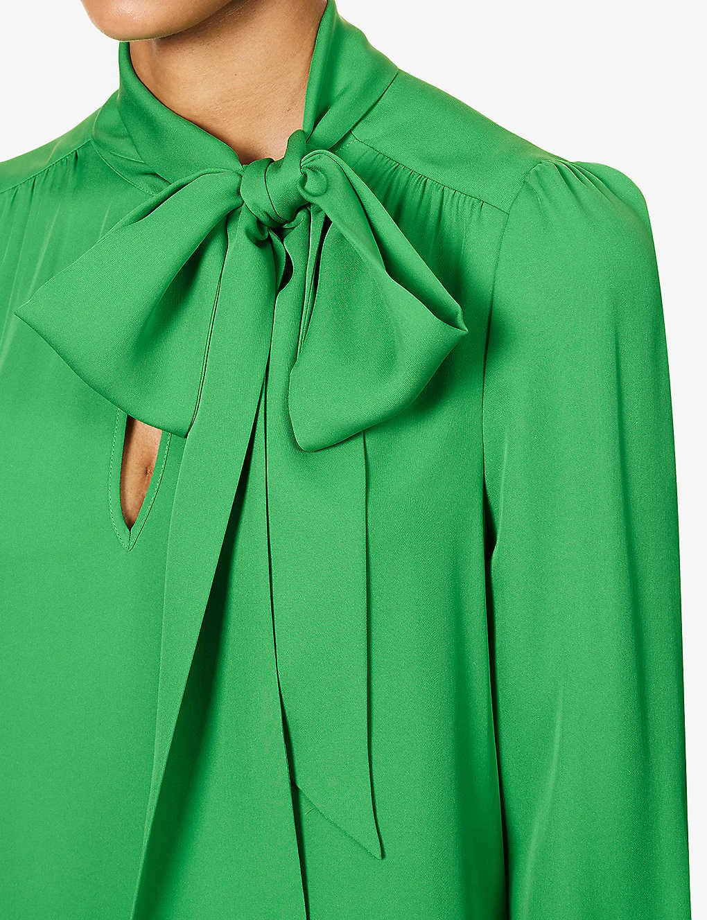 ME AND EM Shirred-trim Self-tie Silk Blouse 5 ME AND EM Shirred-trim Self-tie Silk Blouse - Image 5