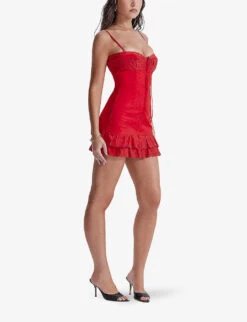 Luci Broderie Anglaise-embroidered Stretch Cotton-blend Mini Dress 7 Luci Broderie Anglaise-embroidered Stretch Cotton-blend Mini Dress -Whistles Closet Shop R04195203 CHERRY ALT02