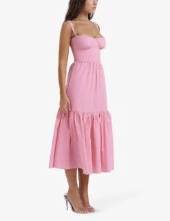 Elia Sweetheart-neck Tiered-skirt Stretch-cotton Midi Dress 7 Elia Sweetheart-neck Tiered-skirt Stretch-cotton Midi Dress -Whistles Closet Shop R04195205 FRENCHPINK ALT02