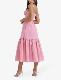 Elia Sweetheart-neck Tiered-skirt Stretch-cotton Midi Dress 8 Elia Sweetheart-neck Tiered-skirt Stretch-cotton Midi Dress -Whistles Closet Shop R04195205 FRENCHPINK ALT03