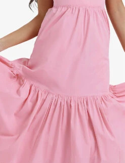 Elia Sweetheart-neck Tiered-skirt Stretch-cotton Midi Dress 9 Elia Sweetheart-neck Tiered-skirt Stretch-cotton Midi Dress -Whistles Closet Shop R04195205 FRENCHPINK ALT04