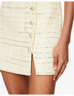 SELF PORTRAIT Diamante-embellished Bouclé-texture Woven Mini Dress -Whistles Closet Shop R04195723 YELLOW ALT04
