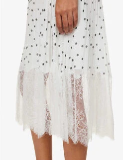 SELF PORTRAIT Polka-dot Lace-trim Woven Midi Dress 10 SELF PORTRAIT Polka-dot Lace-trim Woven Midi Dress -Whistles Closet Shop R04195734 MONOCHROME ALT04