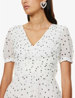 SELF PORTRAIT Polka-dot Lace-trim Woven Midi Dress 11 SELF PORTRAIT Polka-dot Lace-trim Woven Midi Dress -Whistles Closet Shop R04195734 MONOCHROME ALT05