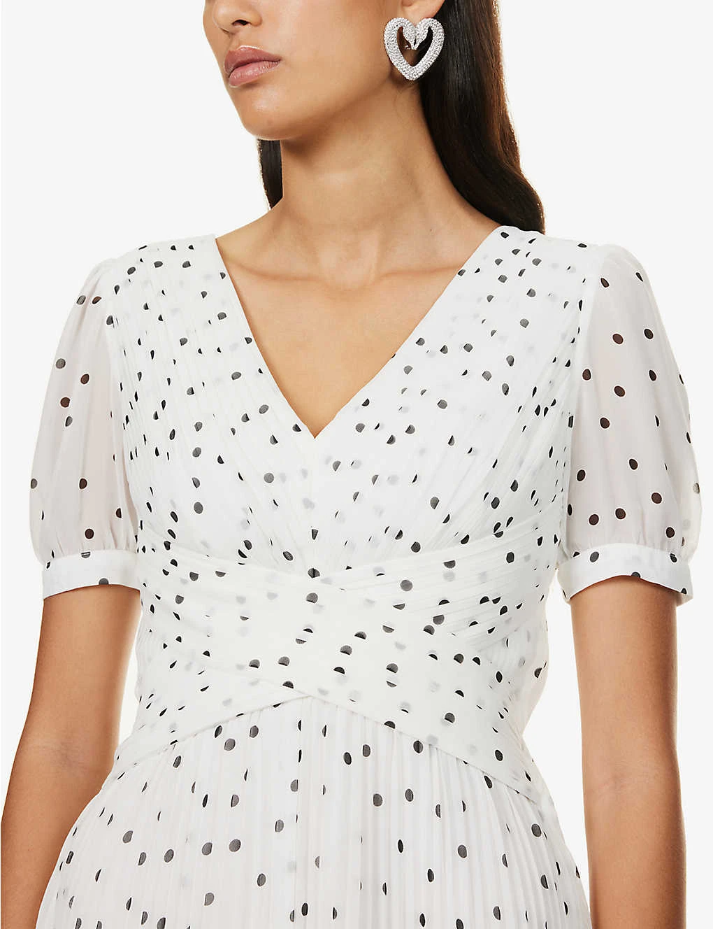 SELF PORTRAIT Polka-dot Lace-trim Woven Midi Dress 6 SELF PORTRAIT Polka-dot Lace-trim Woven Midi Dress - Image 6