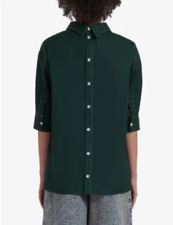 Marni Button-back Dropped-shoulder Cotton-poplin Shirt -Whistles Closet Shop R04196465 SPHERICALGREEN ALT03