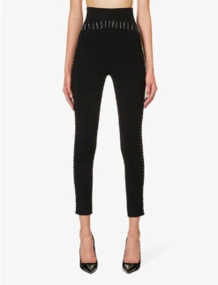 ALAIA Pin-embellished High-rise Knitted Leggings -Whistles Closet Shop R04196663 NOIRALAIA ALT02