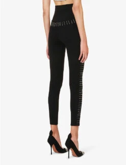 ALAIA Pin-embellished High-rise Knitted Leggings -Whistles Closet Shop R04196663 NOIRALAIA ALT03