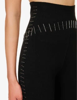 ALAIA Pin-embellished High-rise Knitted Leggings -Whistles Closet Shop R04196663 NOIRALAIA ALT04