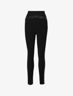 ALAIA Pin-embellished High-rise Knitted Leggings