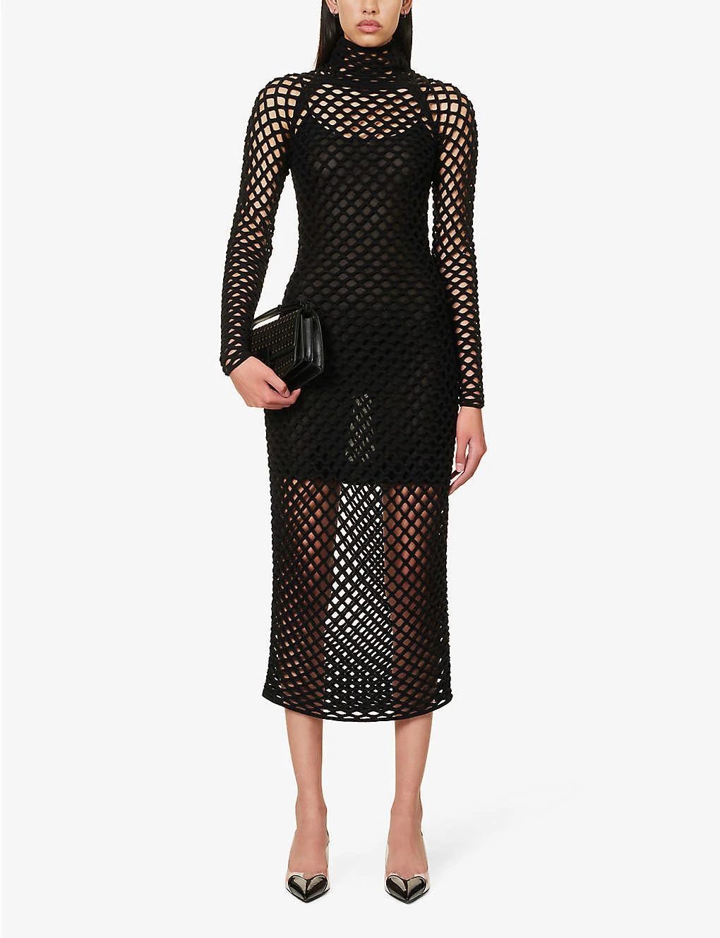 ALAIA High-neck Metallic Knitted Maxi Dress 2 ALAIA High-neck Metallic Knitted Maxi Dress - Image 2