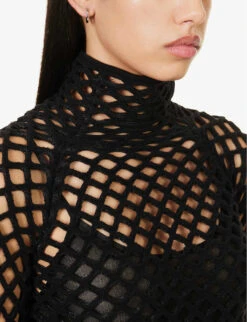 ALAIA High-neck Metallic Knitted Maxi Dress 9 ALAIA High-neck Metallic Knitted Maxi Dress -Whistles Closet Shop R04196676 NOIRALAIA ALT04