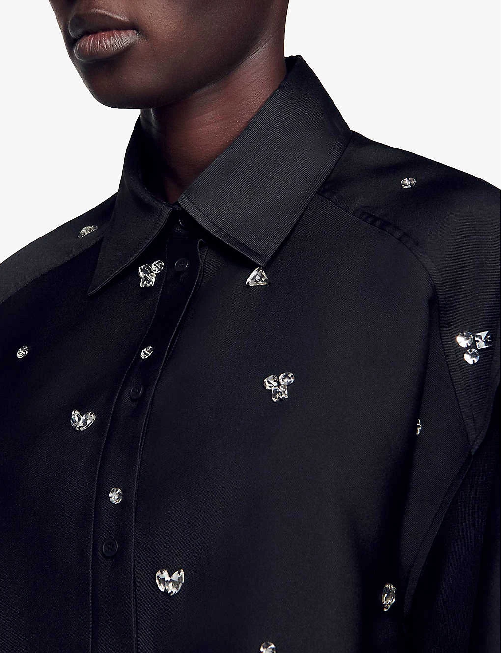 Sandro Mentissa Crystal-embellished Woven Shirt 5 Sandro Mentissa Crystal-embellished Woven Shirt - Image 5