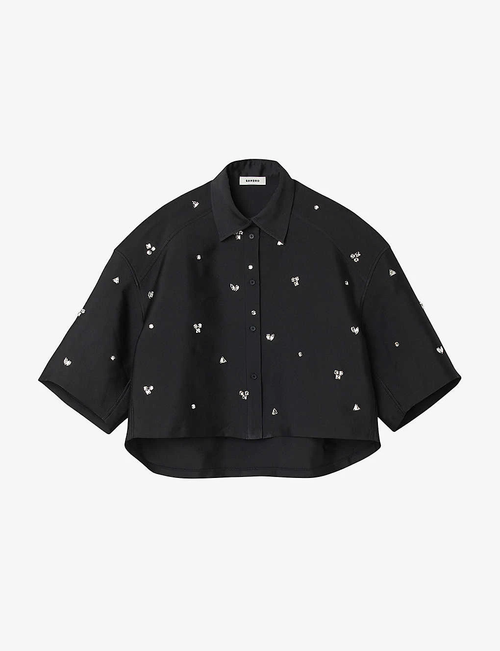 Sandro Mentissa Crystal-embellished Woven Shirt 1 Sandro Mentissa Crystal-embellished Woven Shirt