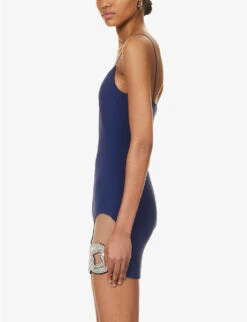 V-neck Sequin-embellished Stretch-woven Mini Dress 7 V-neck Sequin-embellished Stretch-woven Mini Dress -Whistles Closet Shop R04198653 NAVYSILVER ALT02