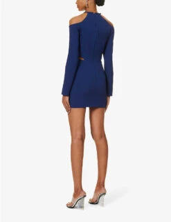 Cut-out Halterneck Stretch-woven Mini Dress 8 Cut-out Halterneck Stretch-woven Mini Dress -Whistles Closet Shop R04198654 NAVYSILVER ALT03