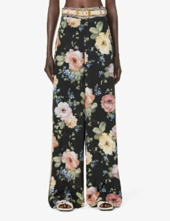 Zimmermann Luminosity Floral-print Wide-leg High-rise Silk Trousers 7 Zimmermann Luminosity Floral-print Wide-leg High-rise Silk Trousers -Whistles Closet Shop R04199030 MULTIFLORALBLACK ALT02