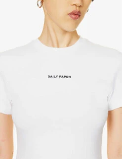 Daily Paper Emefa Brand-embroidered Stretch-cotton T-shirt -Whistles Closet Shop R04200791 WHITE ALT04