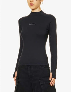 Daily Paper Esosa Brand-embroidered Stretch-woven Top 7 Daily Paper Esosa Brand-embroidered Stretch-woven Top -Whistles Closet Shop R04200808 BLACK ALT02