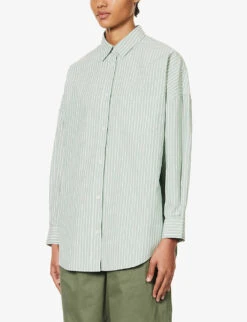 Chiara Dropped-shoulder Relaxed-fit Cotton Shirt 7 Chiara Dropped-shoulder Relaxed-fit Cotton Shirt -Whistles Closet Shop R04200819 FERNWHITE ALT02