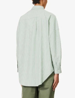 Chiara Dropped-shoulder Relaxed-fit Cotton Shirt 8 Chiara Dropped-shoulder Relaxed-fit Cotton Shirt -Whistles Closet Shop R04200819 FERNWHITE ALT03