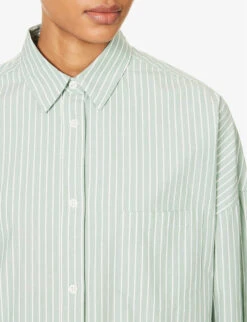 Chiara Dropped-shoulder Relaxed-fit Cotton Shirt 9 Chiara Dropped-shoulder Relaxed-fit Cotton Shirt -Whistles Closet Shop R04200819 FERNWHITE ALT04