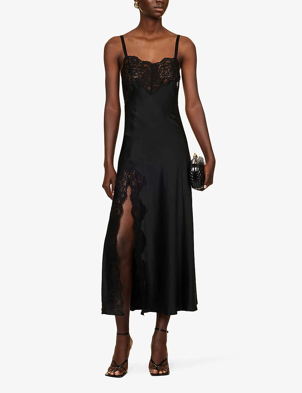 Floral-lace Split-hem Silk Maxi Dress 2 Floral-lace Split-hem Silk Maxi Dress - Image 2