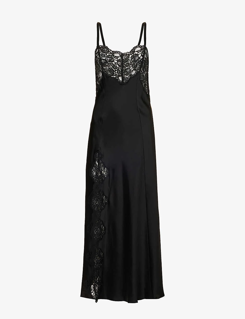 Floral-lace Split-hem Silk Maxi Dress 1 Floral-lace Split-hem Silk Maxi Dress