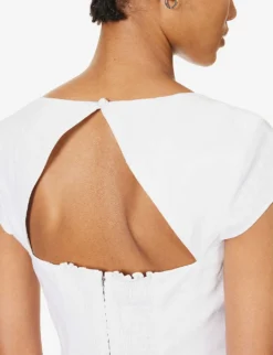 Cora Cap-sleeve Linen Top -Whistles Closet Shop R04203301 WHITE ALT04