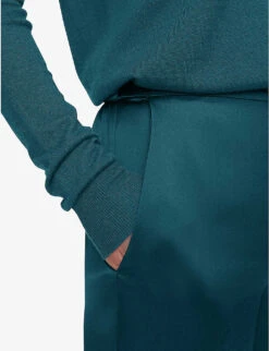 Joseph Tova Straight Leg Mid-rise Silk-satin Trousers 8 Joseph Tova Straight Leg Mid-rise Silk-satin Trousers -Whistles Closet Shop R04203749 DARKTEAL ALT03