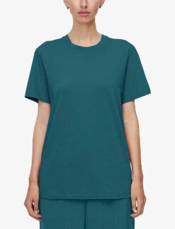 Joseph Round-neckline Cotton T-shirt -Whistles Closet Shop R04203833 DARKTEAL ALT02