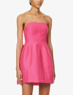 Baret Strapless Linen-blend Mini Dress 7 Baret Strapless Linen-blend Mini Dress -Whistles Closet Shop R04204007 HOTPINK ALT02