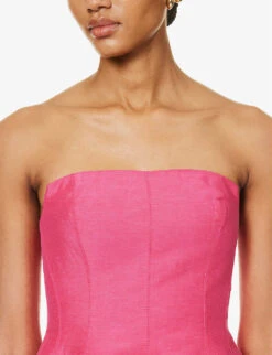 Baret Strapless Linen-blend Mini Dress 9 Baret Strapless Linen-blend Mini Dress -Whistles Closet Shop R04204007 HOTPINK ALT04
