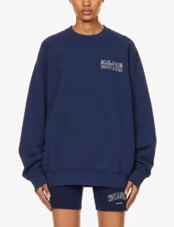 Racquet Club Logo-print Relaxed-fit Cotton Sweatshirt 7 Racquet Club Logo-print Relaxed-fit Cotton Sweatshirt -Whistles Closet Shop R04205023 NAVY ALT02