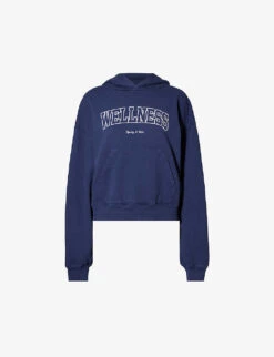 Wellness Ivy Slogan-embroidered Cotton-jersey Hoody