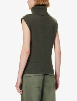 ME AND EM Turtle-neck Wool And Cashmere-blend Vest -Whistles Closet Shop R04205690 INTENSEOLIVE ALT03