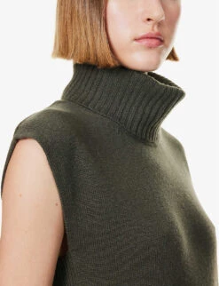 ME AND EM Turtle-neck Wool And Cashmere-blend Vest -Whistles Closet Shop R04205690 INTENSEOLIVE ALT04